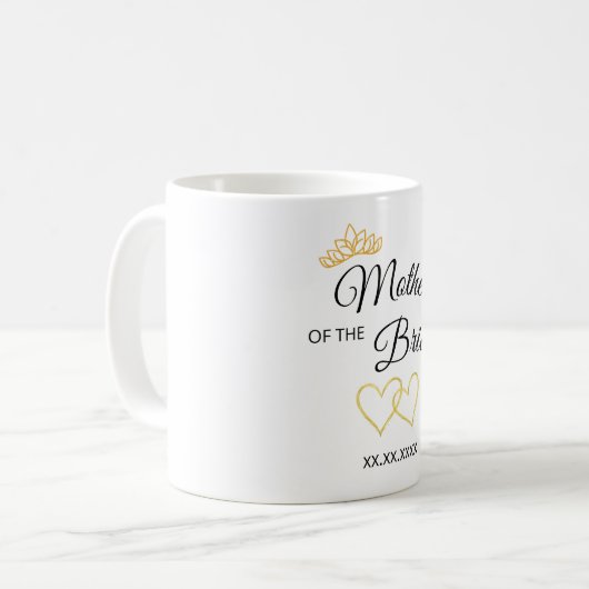 Hochzeitsrolle & Datum Elegantes Design Kaffeetasse (Vorderseite Links)