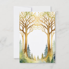 Hochzeitsromantik Rahmen Wald Gold grün Einladung