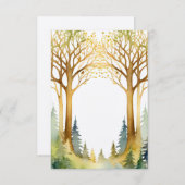 Hochzeitsromantik Rahmen Wald Gold grün Einladung (Vorne/Hinten)
