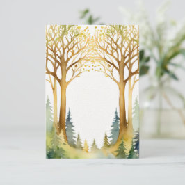 Hochzeitsromantik Rahmen Wald Gold grün Einladung