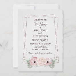 Hochzeitsrosa Anemone und Glitzer Einladung