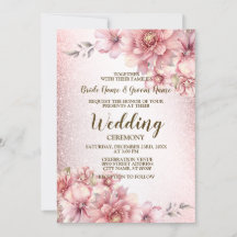 Hochzeitsrosa Blume Aquarellfarben Shiny Glitzer