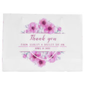 Hochzeitsrosa Blume danke Ihnen große Geschenktasc Geschenktüte (Rückseite)
