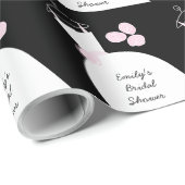 Hochzeitsrosa "Brautparty" schwarz Geschenkpapier (Rolleneckpunkt)