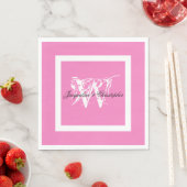 Hochzeitsrosa Chic Monogram Names Elegant Paper Serviette (Beispiel)