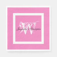 Hochzeitsrosa Chic Monogram Names Elegant Paper