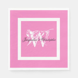 Hochzeitsrosa Chic Monogram Names Elegant Paper Serviette