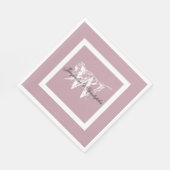 Hochzeitsrosa-elegante Monogramm + Namenspapier Serviette (Ecke)
