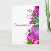 Hochzeitsrosa Floral Watercolor Herzlichen Glückwu Karte (Vorderseite)