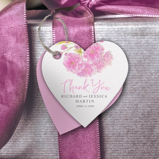 Hochzeitsrosa florale Aquarellfarbe danke Ihnen fü Geschenkanhänger