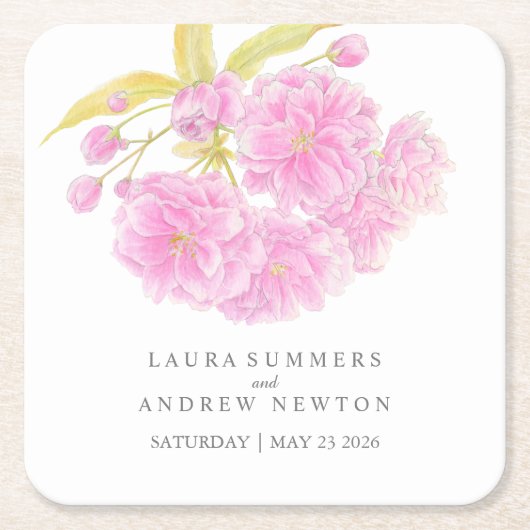 Hochzeitsrosa Kirschblüte Untersetzer (Vorderseite)