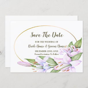 Hochzeitsrosa Lily Blume Golden Frame Schöne Save The Date
