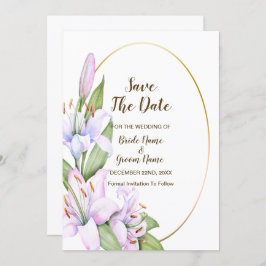 Hochzeitsrosa Lily Blume Golden Frame Schöne Save The Date