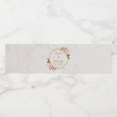 Hochzeitsrosa Orchideen Marble Gold Floral Geometr Wasserflaschenetikett (Einzelnes Label)