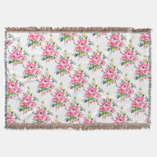 Hochzeitsrosa-Peony-Reihe von Blume-Muster Decke