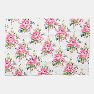 Hochzeitsrosa-Peony-Reihe von Blume-Muster Küchentuch