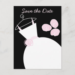 Hochzeitsrosa Save the Date schwarz Ankündigungspostkarte