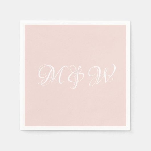 Hochzeitsrosa-Schriftzeichen-Monografie Serviette (Vorderseite)