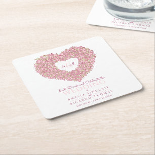 Hochzeitsrosa Tulpenraupe, zeichnend Bouquet Rechteckiger Pappuntersetzer