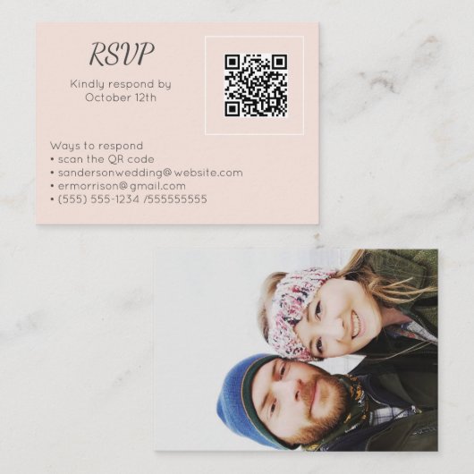 Hochzeitsrosa UAWG Online QR Code Foto Begleitkarte (Vorne/Hinten)