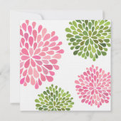Hochzeitsrosa und grüne Blume Bluben Einladung (Rückseite)