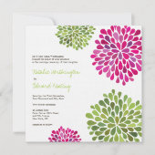 Hochzeitsrosa und grüne Blume - Einladung (Vorderseite)