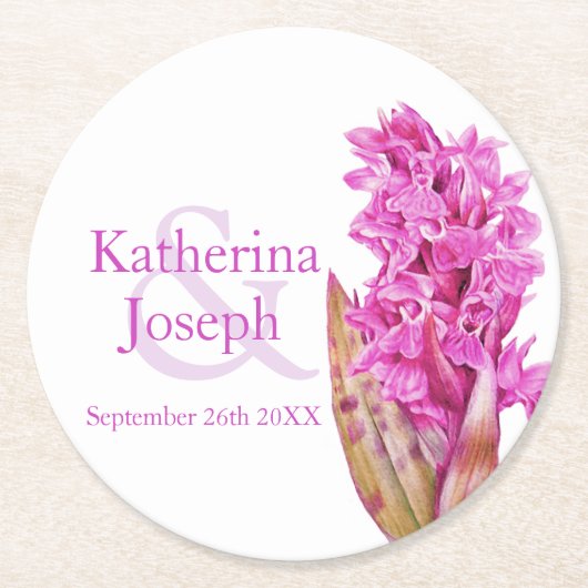 Hochzeitsrosa Wildorchideenfarbe Runder Pappuntersetzer (Vorderseite)