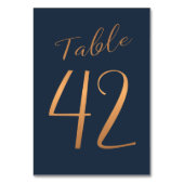 Hochzeitsrosegold Glitzer Marine elegante Tischnum Tischnummer (Rückseite)