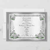 Hochzeitsrosen auf Silbersatinat Einladung (Vorderseite)