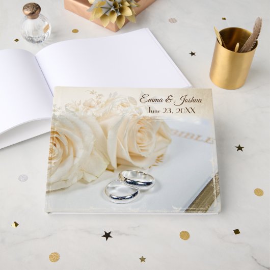 Hochzeitsrosen und Ringe Gästebuch (Vorderseite Offen)