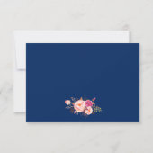 Hochzeitsrost RSVP Floral Aquarell Pink Blaue Stre Karte (Rückseite)