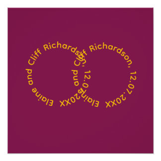 Hochzeitsrot Namen in Kreisen Poster