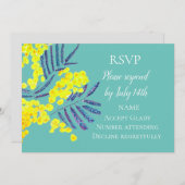 HochzeitsrSVP Australische Wattle Blume Aquarell Einladung (Vorne/Hinten)