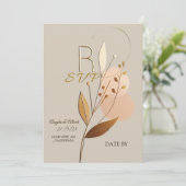 Hochzeitsrsvp einfache goldene Hinweise Karte Desi (Stehend Vorderseite)