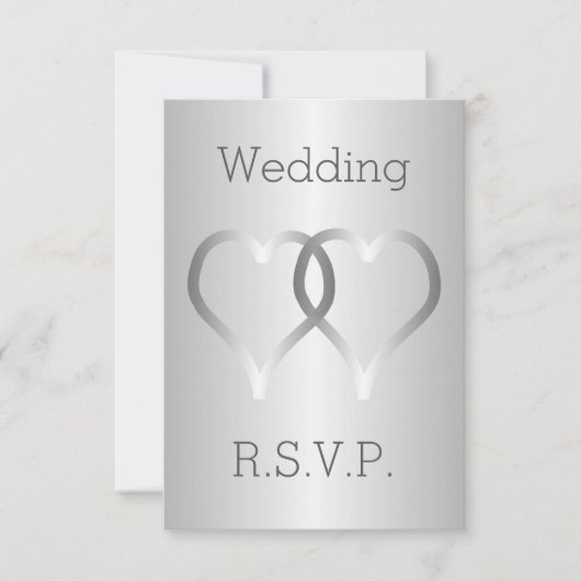 HochzeitsrSVP-Karte - Silberherzen RSVP Karte (Vorderseite)