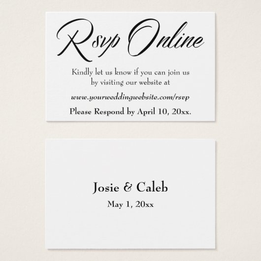 HochzeitsrSVP Online Beilegen Schwarzes Script, We (Vorne & Hinten)