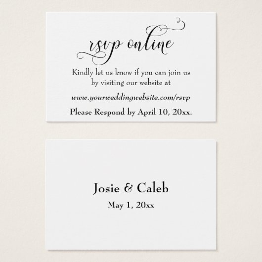 HochzeitsrSVP Online Beilegen schwarzes Script, we (Vorne & Hinten)