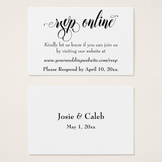 HochzeitsrSVP Online Beilegen Schwarzes Script, We (Vorne & Hinten)