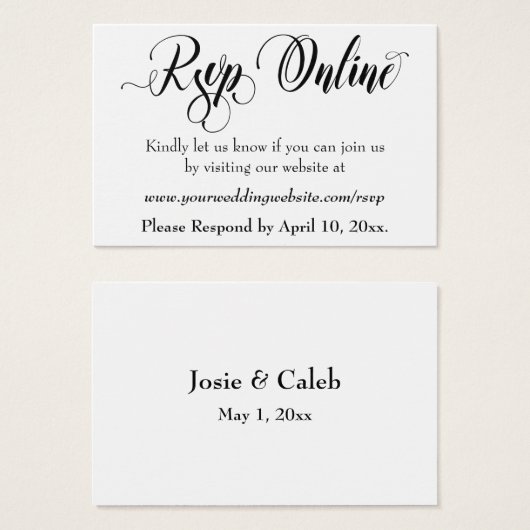 HochzeitsrSVP Online Beilegen Schwarzes Script, We (Vorne & Hinten)