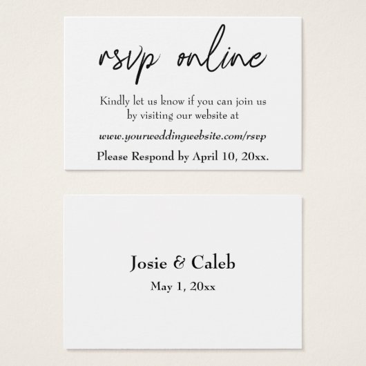 HochzeitsrSVP Online Schwarzes Script einfügen, We (Vorne & Hinten)