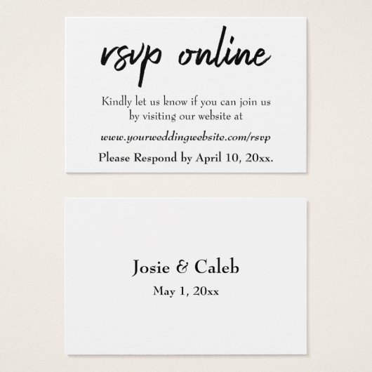HochzeitsrSVP Online Schwarzes Script einfügen, We (Vorne & Hinten)
