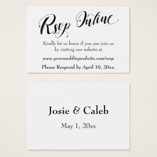 HochzeitsrSVP Online Schwarzes Script einfügen, We (Vorne & Hinten)