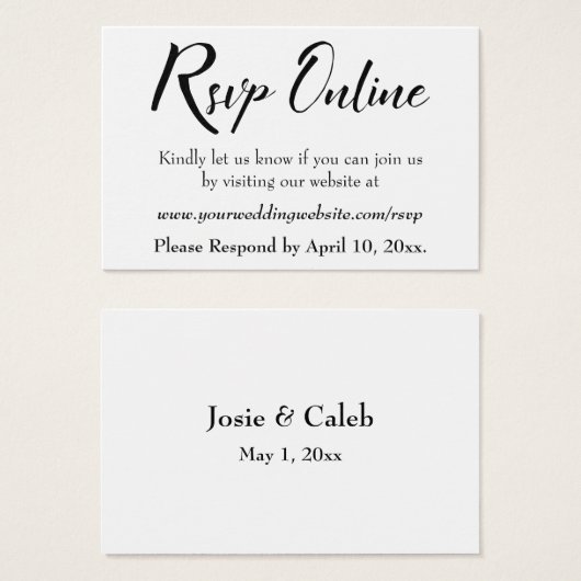 HochzeitsrSVP Online Schwarzes Script einfügen, We (Vorne & Hinten)