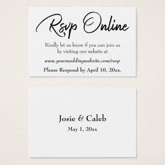 HochzeitsrSVP Online Schwarzes Script einfügen, We (Vorne & Hinten)