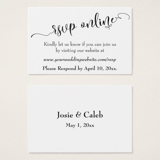 HochzeitsrSVP Online Schwarzes Script einfügen, We (Vorne & Hinten)