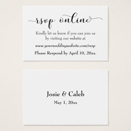 HochzeitsrSVP Online Schwarzes Script einfügen, We (Vorne & Hinten)
