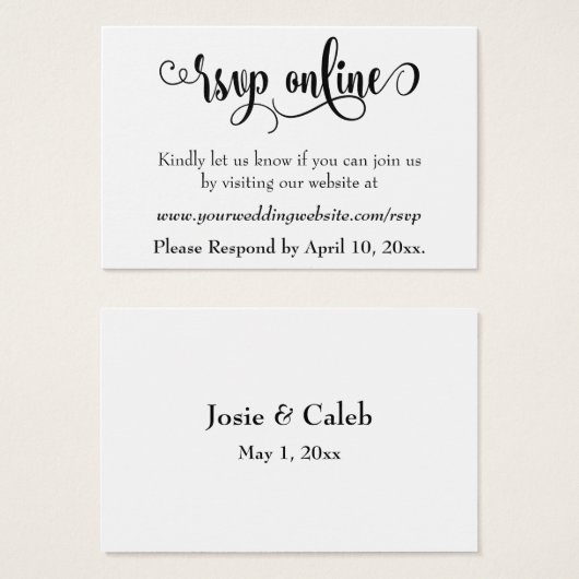 HochzeitsrSVP Online Schwarzes Script einfügen, We (Vorne & Hinten)