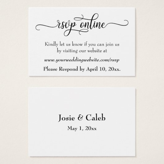 HochzeitsrSVP Online Schwarzes Script einfügen, We (Vorne & Hinten)