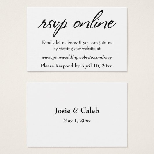 HochzeitsrSVP Online Schwarzes Script einfügen, We (Vorne & Hinten)