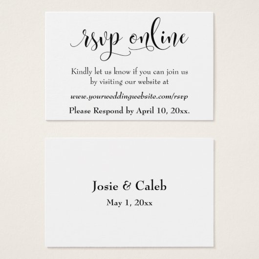 HochzeitsrSVP Online Schwarzes Script einfügen, We (Vorne & Hinten)